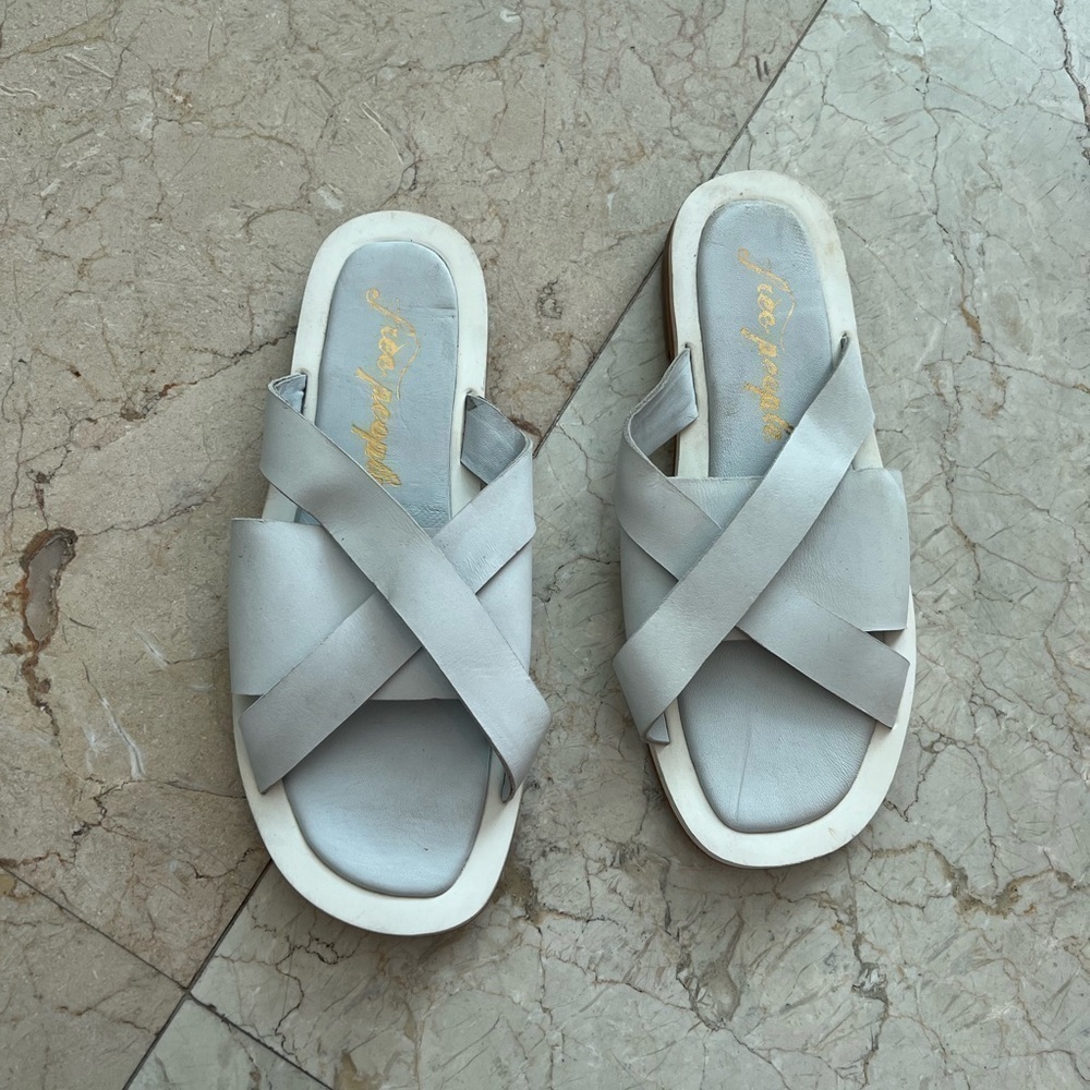 Free People White Del Mar Slide Sandal Sze 40